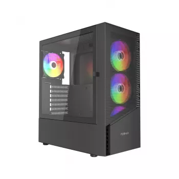 Korpusas GEMBIRD Fornax 4300 Midi Tower ATX, grūdintas stiklas, 2x3,5 colio lizdai, 3x2,5 colio lizdai, ARGB ventiliatorių palaikymas, USB 3.2 Gen1