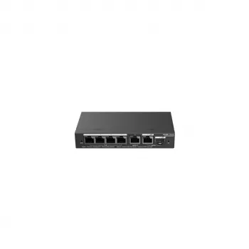Valdomas PoE jungiklis RUIJIE RG-ES206GS-P — L2, 6x Gigabit RJ-45, 1x SFP, 4 PoE prievadai (54 W biudžetas), 12 Gbit/s, debesimi valdomas