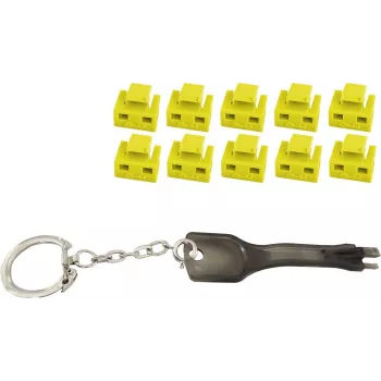 RJ45 prievadų blokatorius ShiverPeaks BS08-01032, geltonas, 10 vnt. su 1 raktu