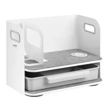 Stalo organizatorius su stalčiumi ir belaidžiu įkrovikliu Ergo Office, baltas, max. 10 kg, ER-441