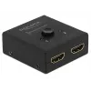 DeLock HDMI 2:1 dvipusis jungiklis 4K 60 Hz kompaktiškas – Mažmeninė dėžutė – Vaizdo/garso perjungiklis – 2 x HDMI – stalinis (64072)