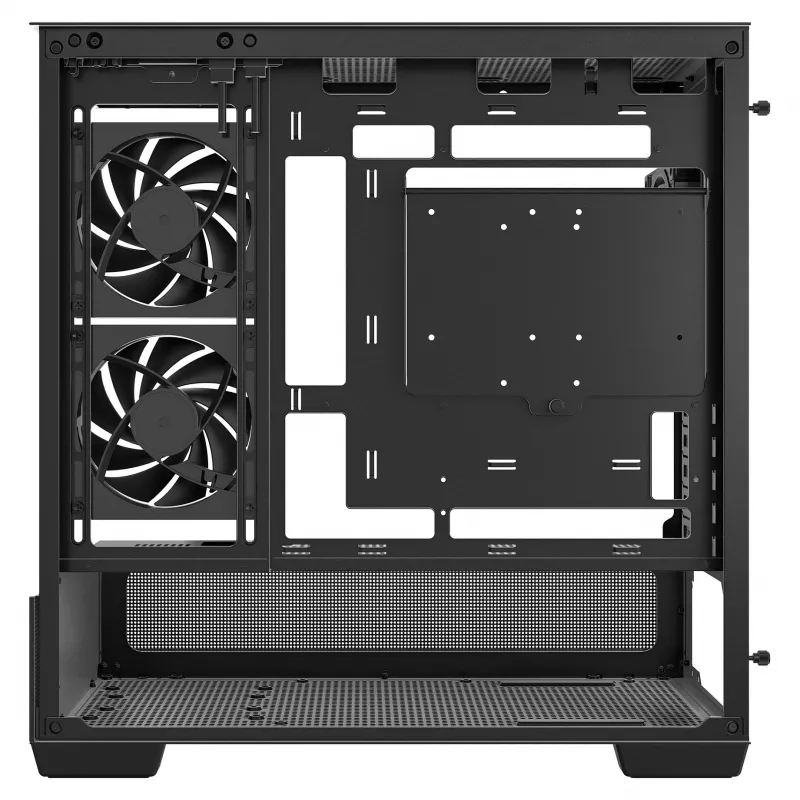 Korpusas PC Midi Tower DeepCool CG380 3F — Juodas, 235×437×451 mm, palaiko 2x120 mm šoninius + 1x120 mm galinį ventiliatorius, maitinimo šaltinis apačioje, 2,5 colio/3,5 colio HDD
