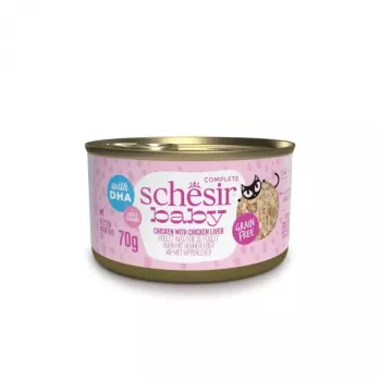 Šlapias kačių ėdalas Agras Pet Foods Schesir Baby in Brühe 70 g – vištiena, be grūdų, jaunikliams