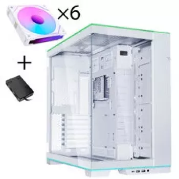 Lian Li O11 Dynamic EVO RGB PC korpuso rinkinys, Midi-Tower, ARGB, grūdintas stiklas + 6x UNI FAN SL-INF Reverse Blade ventiliatorius - balta