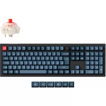 Keychron V6 Max, Gaming klaviatūra, juoda/mėlynai pilka, DE išdėstymas, Gateron Jupiter Red, Hot-Swap, RGB