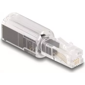 DeLOCK 88168 Adapteris RJ10 lizdo keitiklis juodas permatomas su paauksuotomis jungtimis