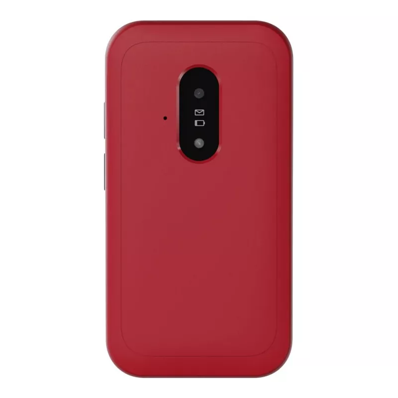 Doro Leva E22 sulankstomas telefonas, 2,8 colio (7,11 cm) ekranas, viena SIM, 0,3 MP kamera, 1150 mAh, 127,8 g, raudonai baltas