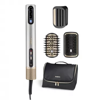 Plaukų formavimo rinkinys BABYLISS AS6555E — Airflow technologija, 4 šildymo lygiai, 2,5 m laidas, sidabrinis/auksinis