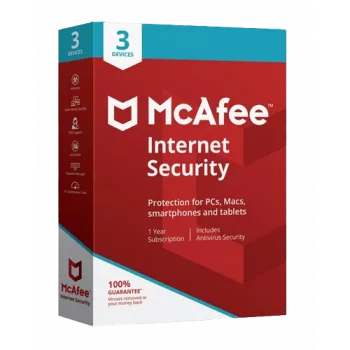 McAfee Internet Security – 3 vartotojai, 1 metai, pasaulinė licencija