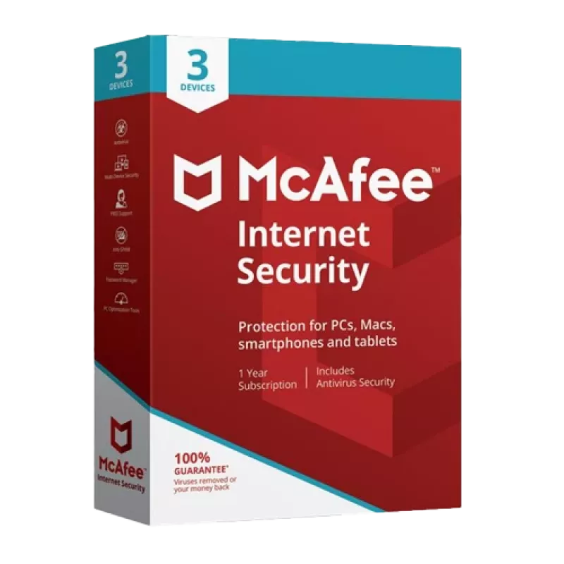 McAfee Internet Security – 3 vartotojai, 1 metai, pasaulinė licencija