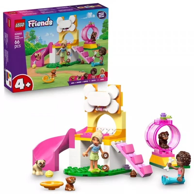 LEGO Friends Šuniukų žaidimų aikštelė 42665, 66 dalių, 2 minifigūrėlės, amžius 4+