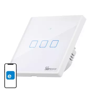Sieninis išmanusis šviesos jungiklis Sonoff T2 EU TX 3 kanalų Wi‑Fi + RF 433