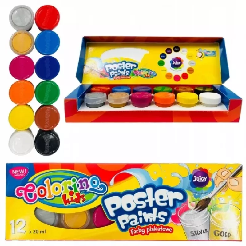 Colorino Kids Poster dažai 12 spalvų 20 ml