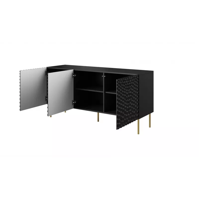 Spintelė komoda Cama Meble HOLE 152x42.5x74.5 cm matinė juoda, medžio drožlių plokštė, 16 mm karkasas