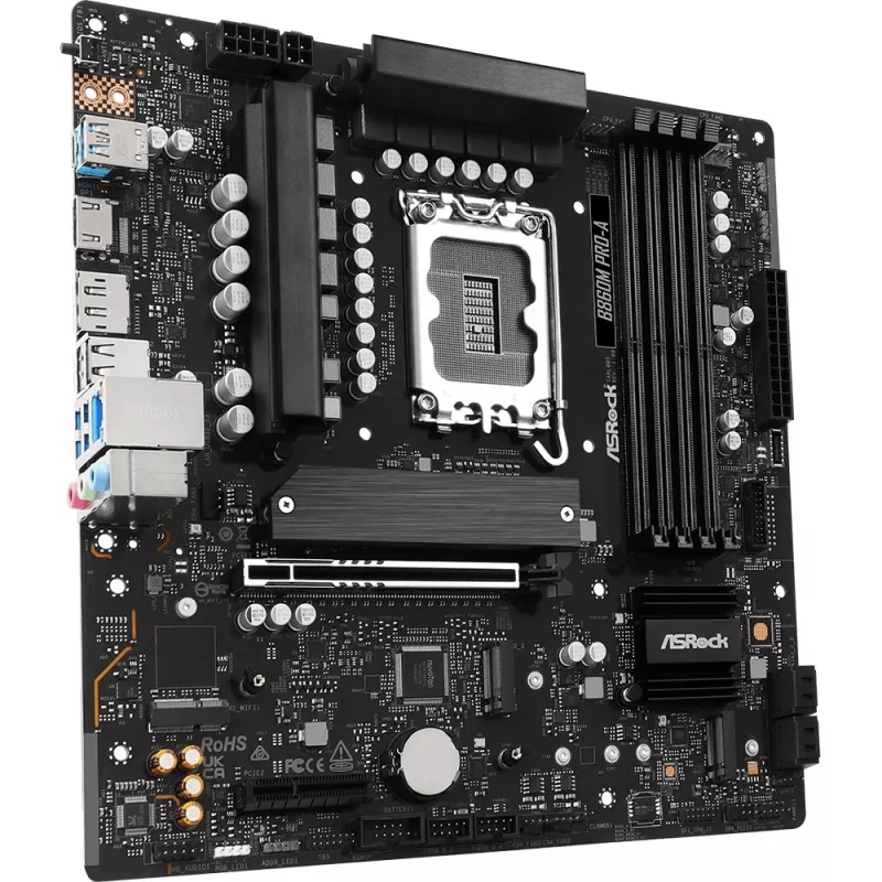 Motininė plokštė ASRock B860M Pro-A micro ATX — Intel B860, LGA 1851, DDR5, 4 DIMM, iki 256 GB, 2,5Gb Ethernet