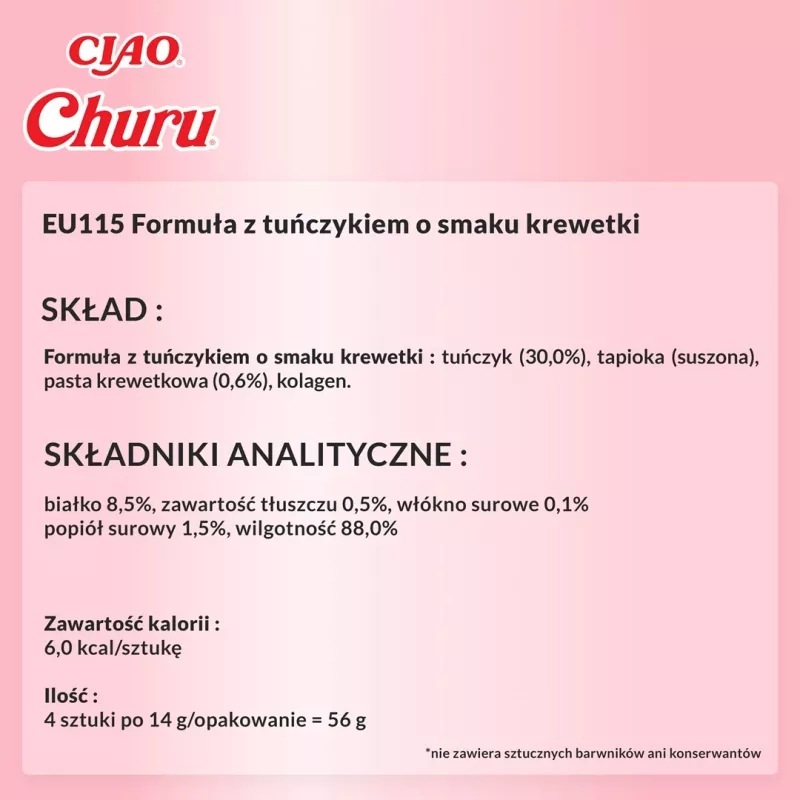 INABA Churu skonis su tunu ir krevetėmis - skanėstai katėms - 4x14 g
