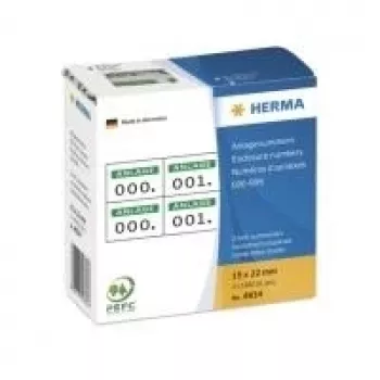 Lipnūs etikečių rinkiniai HERMA 4834 15x22 mm žali su numeracija