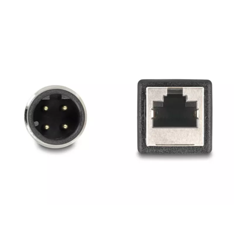 DeLOCK M12 adapterinis kabelis D-koduotas 4 kontaktų kištukas į RJ45 lizdą 50 cm