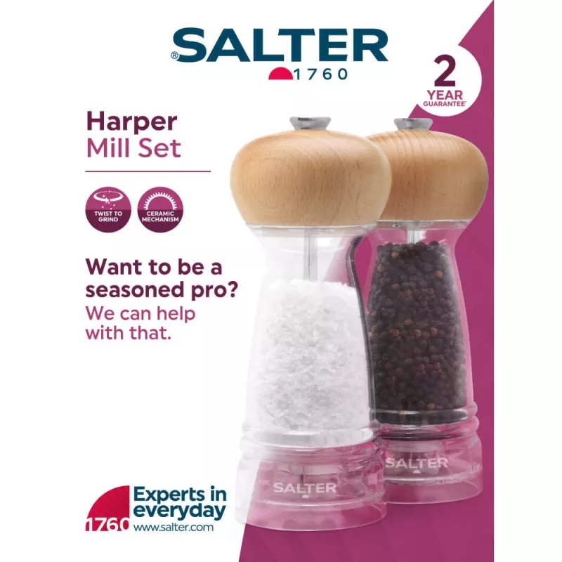 Druskos ir pipirų malūnėlių rinkinys Salter Beechwood 4 dalių BW12949BEU7