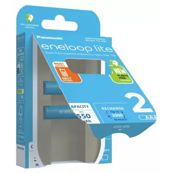 Įkraunamos baterijos PANASONIC ENELOOP LITE AAA 550 mAh 2 vnt. (BK-4LCCE/2CP)