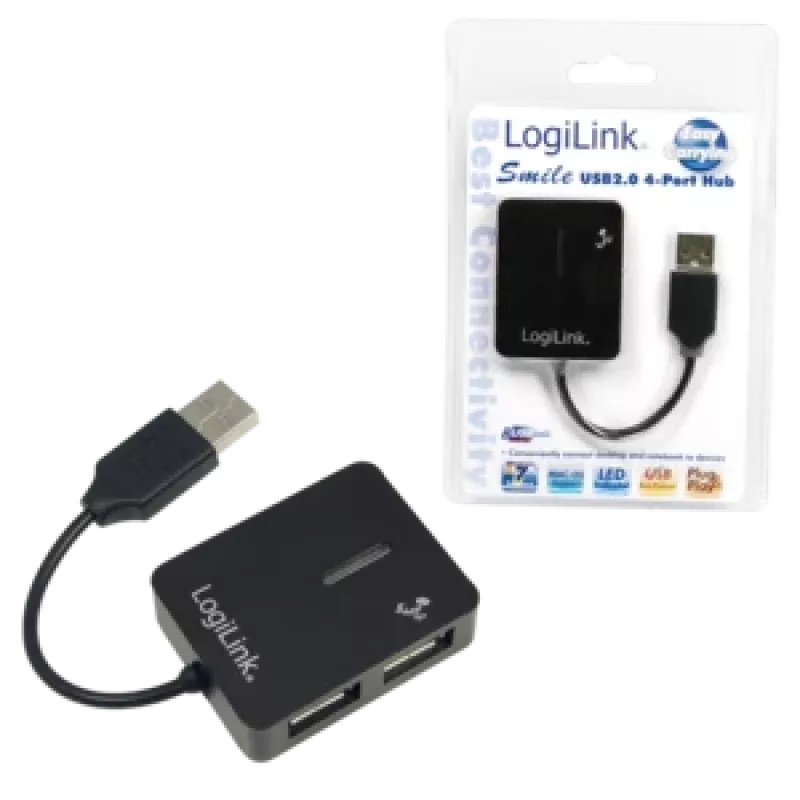 USB 2.0 4 prievadų šakotuvas LOGILINK UA0139, juodas