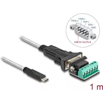 DeLOCK USB Type-C į RS-422/485 adapteris, vyriškas, 1 m, 5 V