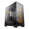 Korpusas DeepCool CG580 4F Midi Tower — ATX/MicroATX/ITX, grūdintas stiklas, 3×120 mm + 1×120 mm ventiliatoriai, 2×3.5 colio ir 2×2.5 colio diskų vietos, USB-A×2 USB-C×1, juodas
