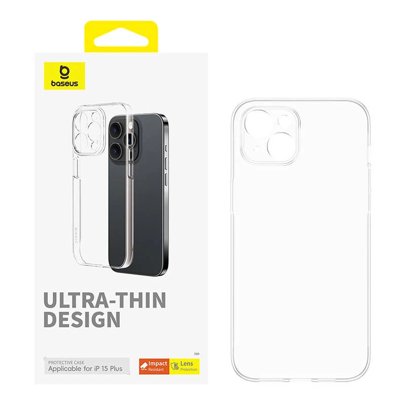 Dėklas telefonui Baseus OS-Lucent Series iPhone 15 Plus, skaidrus, plonas, permatomas apsauginis