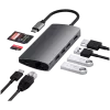 Satechi Aliuminio Adapteris V2 USB-C (USB-C, 3x USB-A, 4K HDMI, SD/microSD kortelių skaitytuvas, Ethernet) (starlight grey)