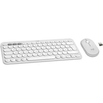 Logitech Pebble 2 Combo Rinkinys, Baltas, Belaidis, QWERTZ, 920-012204