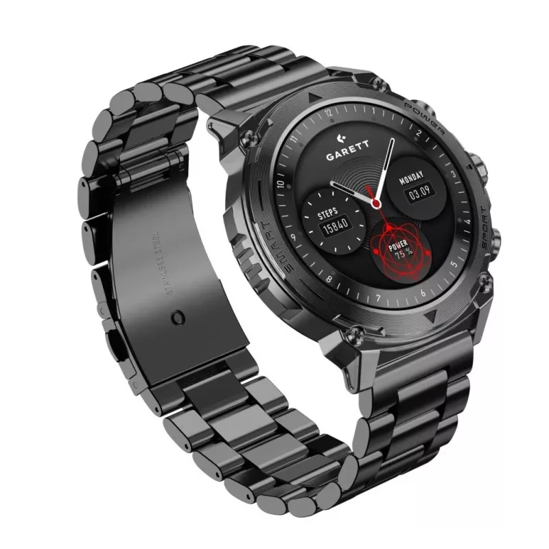 Išmanusis laikrodis Garett Atom Black Steel
