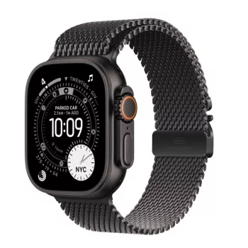Išmanusis laikrodis Apple Watch Ultra 3 GPS + Cellular 49mm Titaninis korpusas juodos spalvos su juodu titaniniu Milanese apyranke, vidutinio dydžio