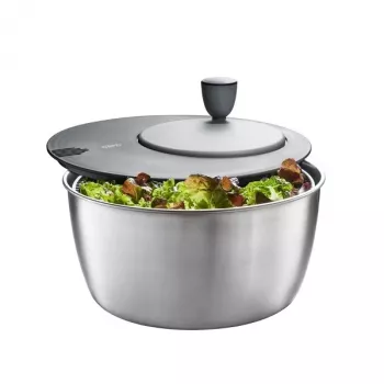 Saladų džiovintuvas GEFU Rotare, nerūdijančio plieno, su rankine svirtimi, 3 l