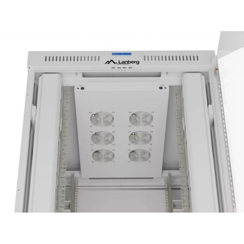 Stovimas serverinis spintos korpusas LANBERG FF01-8047-12SL 47U 800x1000 mm pilkas su priekinėmis ir galinėmis stiklinėmis durimis bei LCD skydelio vieta
