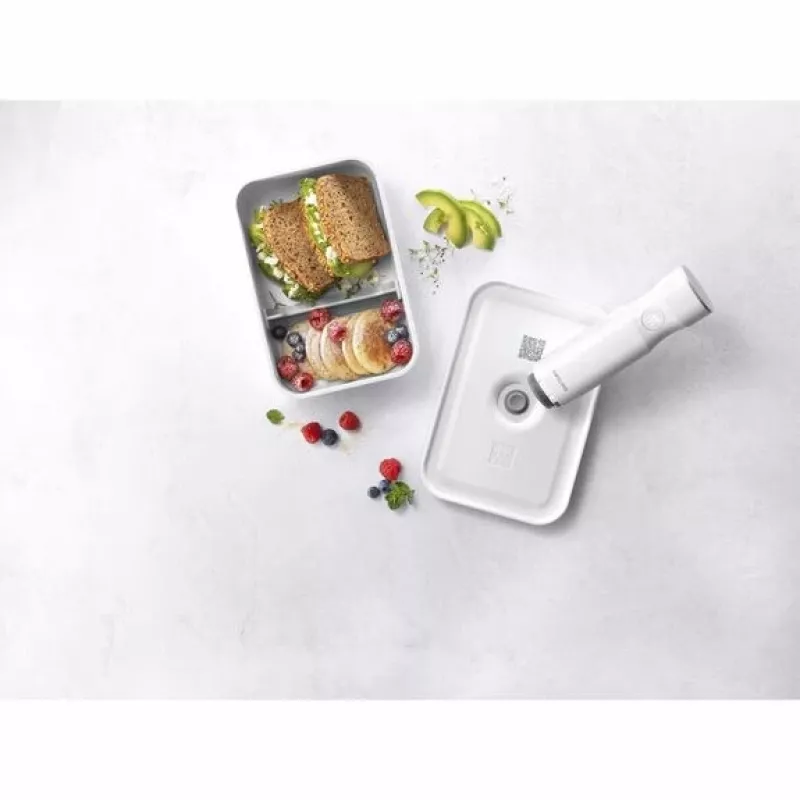 Pietų dėžutė ZWILLING FRESH & SAVE 1 L, plastikinė su silikoniniu sandarikliu, pilka/balta