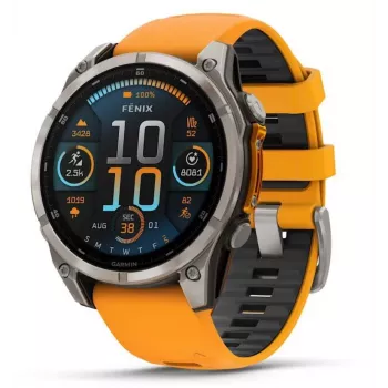 Garmin Fenix 8 3.56 cm (1.4 inch) AMOLED 51 mm Skaitmeninis 454 x 454 pikseliai Liečiamasis ekranas Titanas Wi-Fi GPS (palydovas)