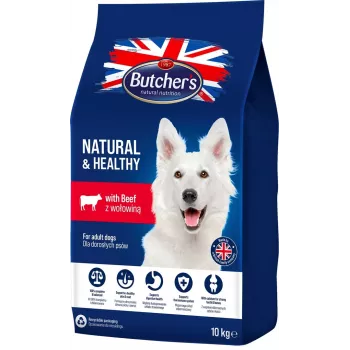 BUTCHER'S Natural&Healthy su jautiena - sausas šunų ėdalas - 10 kg