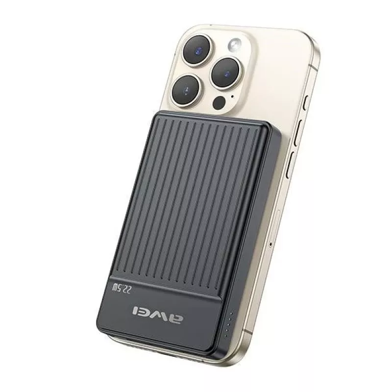 Awei PowerBank MagSafe P33K 10000mAh 22.5W Juoda/Juoda