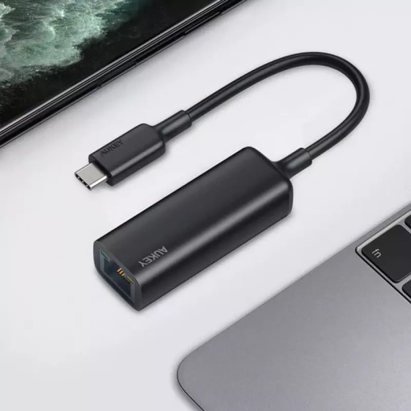 Aukey CB-A30 USB-C į Gigabit RJ45 eterneto adapteris 10/100/1000 Mbps, USB 3.0, aliuminis, LED indikatoriai