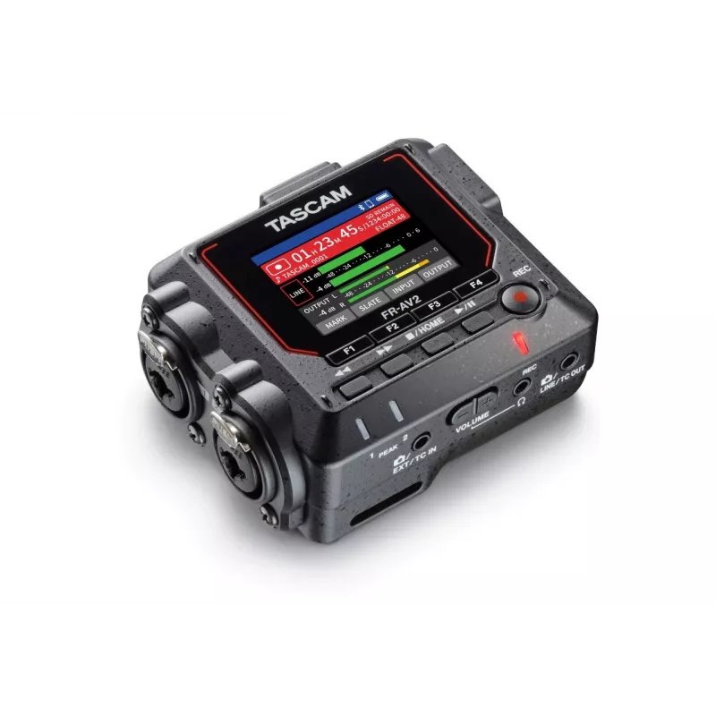 Nešiojamas garso diktofonas Tascam FR2-AV – 2 takeliai, 2 XLR combo įėjimai, USB-C sąsaja, 48–192 kHz, 24/32 bitai, microSD iki 512 GB
