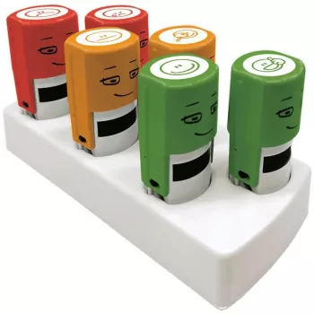 COLOP NIO Emoji rinkinys 6 apvalių antspaudų vaikams, 17 mm, įvairiaspalvis
