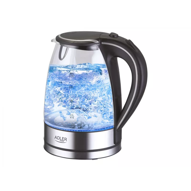 Adler AD 1225 elektrinis virdulys 1,7 L juodas, nerūdijantis plienas, permatomas 2200 W