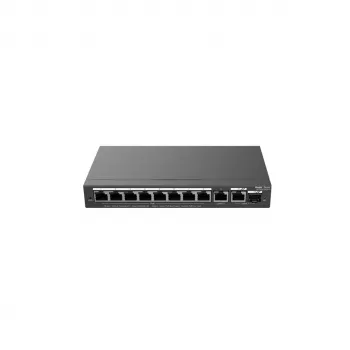 Valdomas L2 jungiklis RUIJIE RG-ES210GS-P — 10x Gigabit RJ-45, 2x SFP, 8x PoE+ prievadai, 120W PoE biudžetas, debesies valdymas