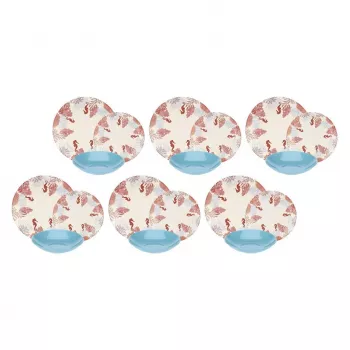 Valgomasis servizas Rose&Tulipani R18400TA18 6 asmenims, 18 dalių porcelianinis rinkinys