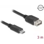 USB 2.0 laidas DELOCK 81538 — USB‑C į USB‑A, 3 m, juodas