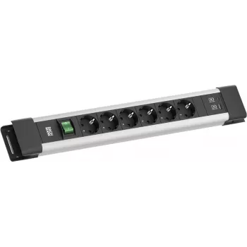 Prailginimo blokas Bachmann CONNECTUS BM005920 — 6x CEE7 lizdai, 1x USB-A 22W, 2,0 m laidas