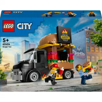 LEGO City Burger Van Maistas Automobilyje Statybos Rinkinys 5+ Metų Vaikams ir Mergaitėms Žaislinis Maisto Sunkvežimis Virtuvės Žaidimų Rinkinys su Pardavėjo Minifigūra ir Aksesuarais