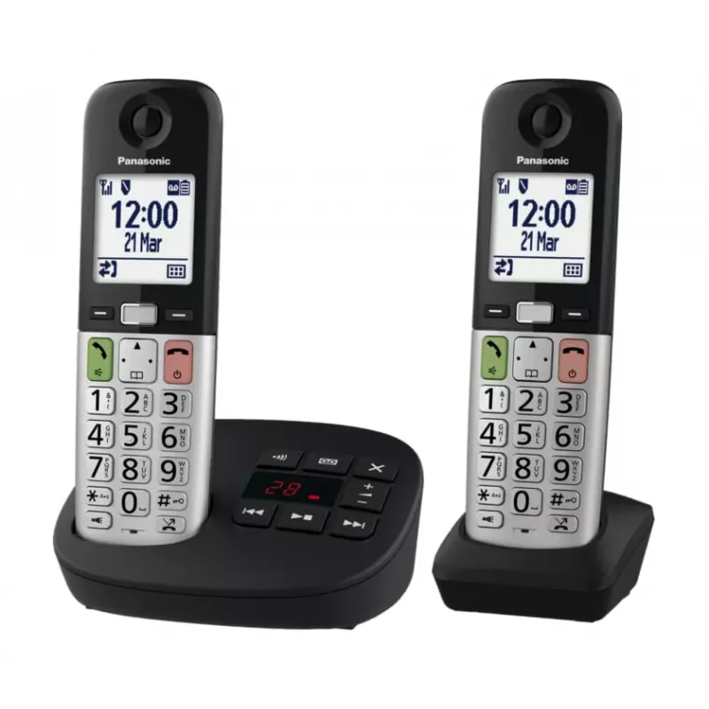 DECT belaidis telefonas Panasonic KX-TGU442 — 2 rageliai, skambučio numerio atpažinimas, 2,1 colio ekranas, juodas/sidabrinis