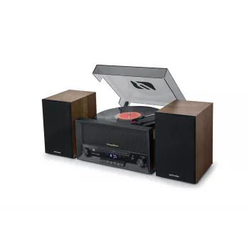 Namų garso midi sistema muse MT-120 MB – 20W RMS, 2 krypčių garsiakalbiai, AC 100–240V 50/60Hz, juoda/skaidri/medžio