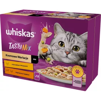 WHISKAS Tasty Mix – šlapias ėdalas katėms – 12x85 g